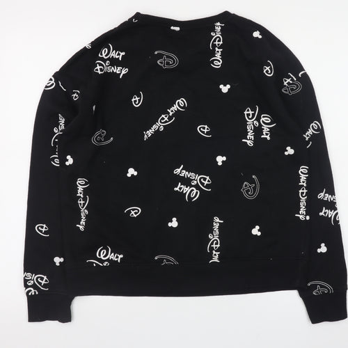 Disney Womens Black Sweatshirt Small 10/12 Crew Neck Long Sleeve Pullover
