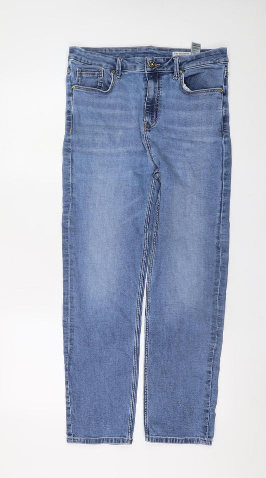 Marks and Spencer Womens Blue Stretch Straight Jeans Size 14 Short