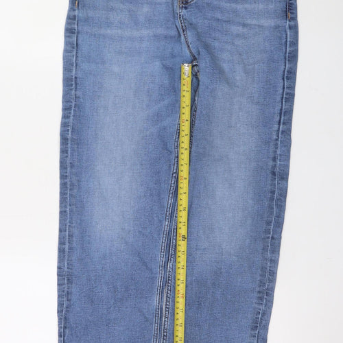 Marks and Spencer Womens Blue Stretch Straight Jeans Size 14 Short