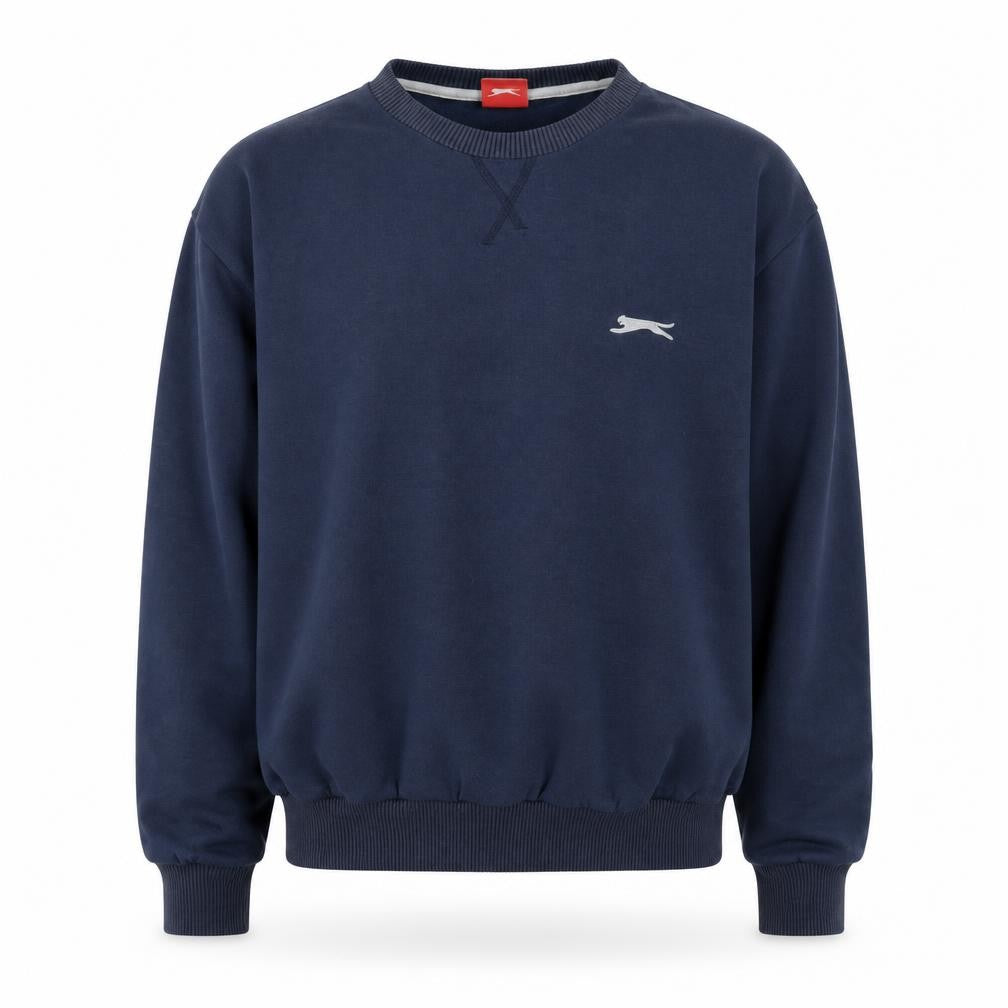 Front view of Slazenger Men's Blue Crew Neck Pullover Sweatshirt S Regular Fit