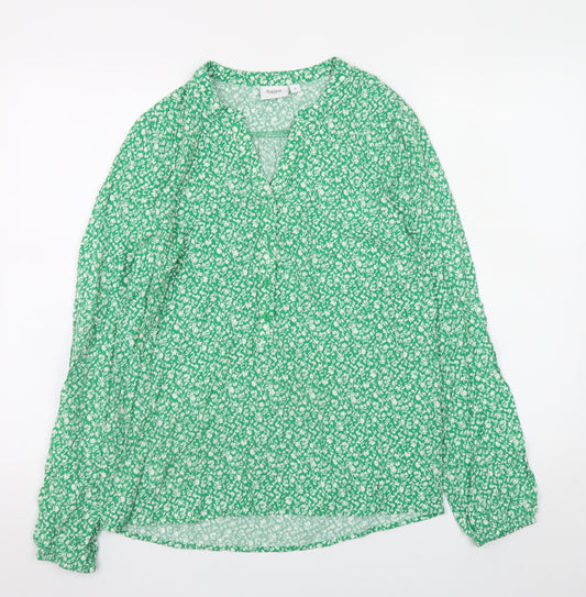 Saint Tropez Women's Green Floral Viscose Tunic Blouse Size S