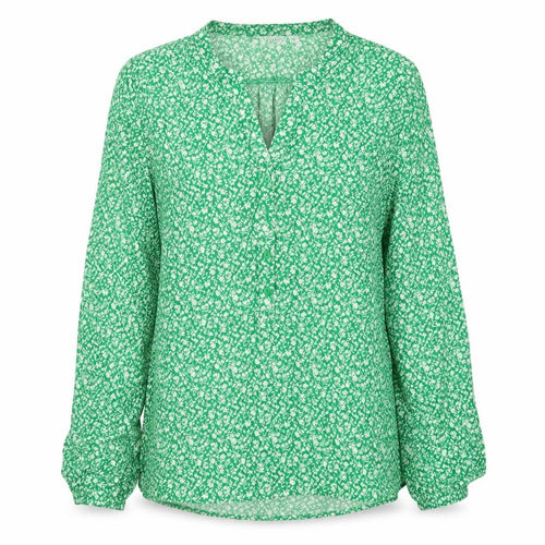 Saint Tropez Women's Green Floral Viscose Tunic Blouse Size S