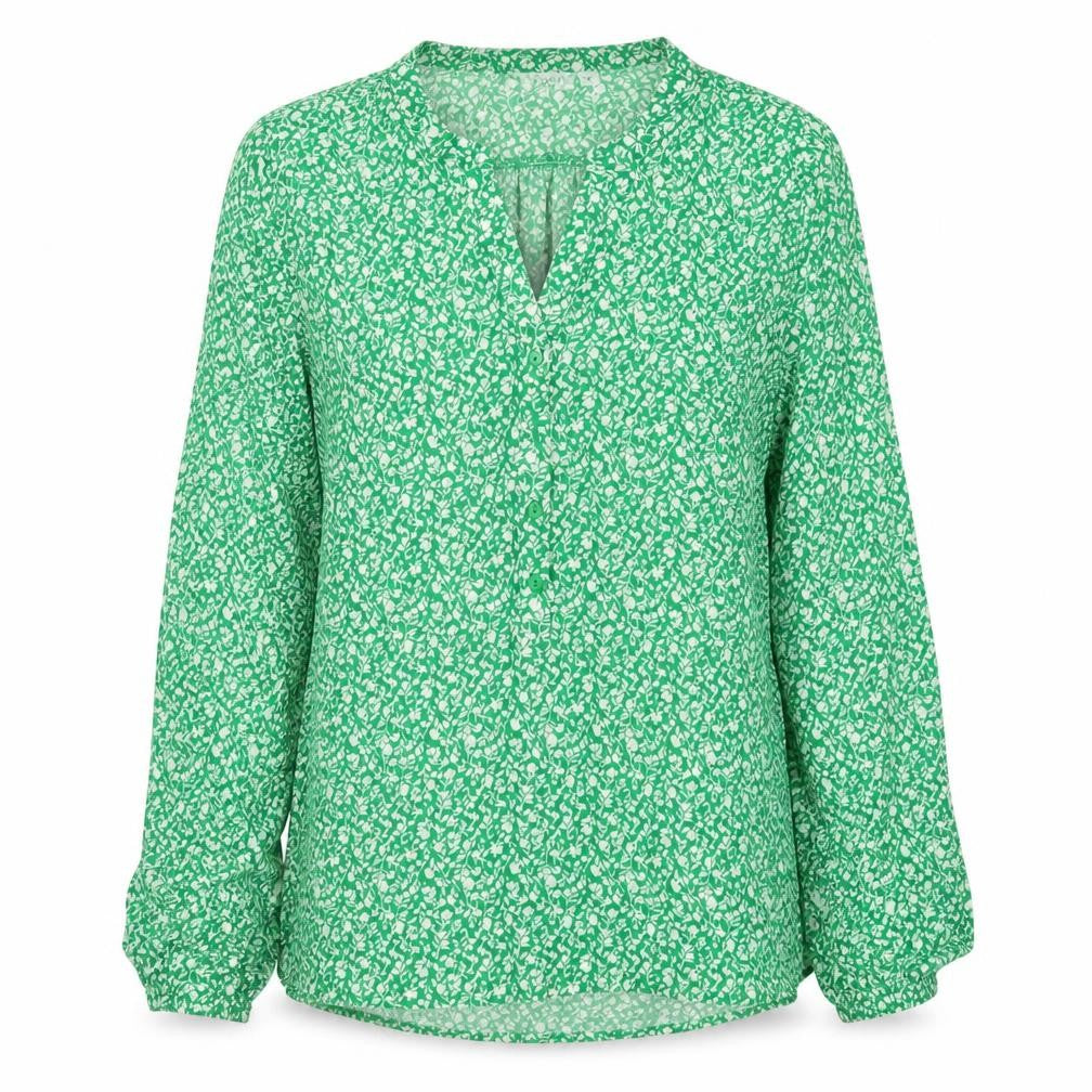 Saint Tropez Women's Green Floral Viscose Tunic Blouse Size S