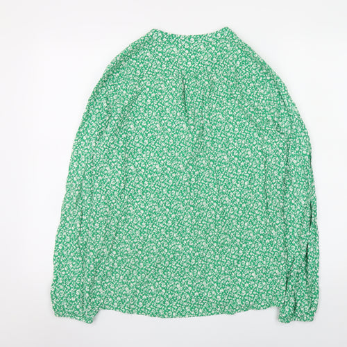 Saint Tropez Women's Green Floral Viscose Tunic Blouse Size S