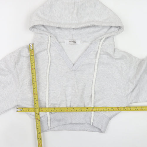 Storets Women Grey Cropped Hooded Basic Jacket S Relaxed Fit