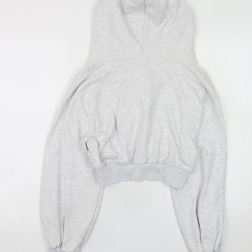 Storets Women Grey Cropped Hooded Basic Jacket S Relaxed Fit