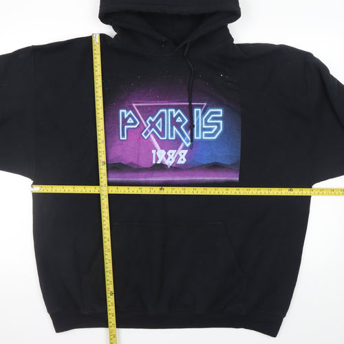 River Island Men’s Black Paris 1988 Pullover Hoodie Size L