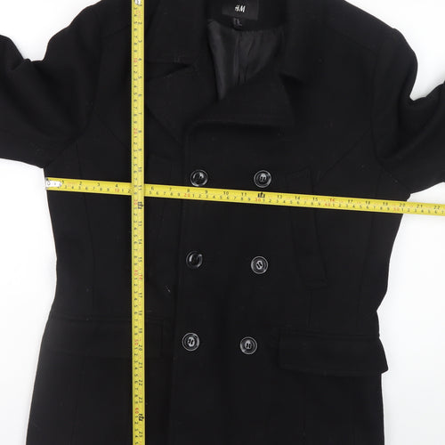 H&M Womens Black Wool Pea Coat Size 20 Classic Double Breasted