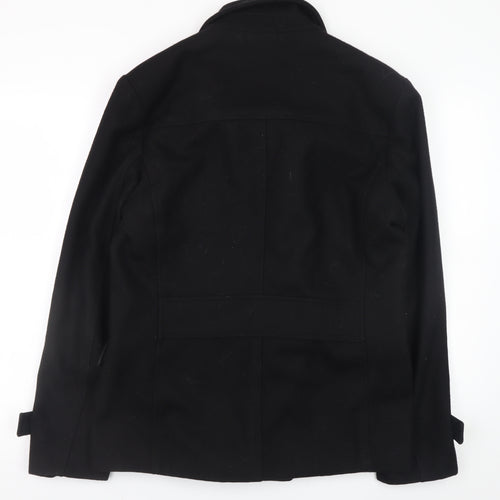 H&M Womens Black Wool Pea Coat Size 20 Classic Double Breasted