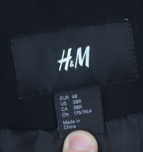 H&M Womens Black Wool Pea Coat Size 20 Classic Double Breasted