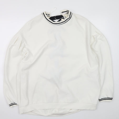 Zara Trafaluc Women’s White Lace Up Back Sweatshirt Size L