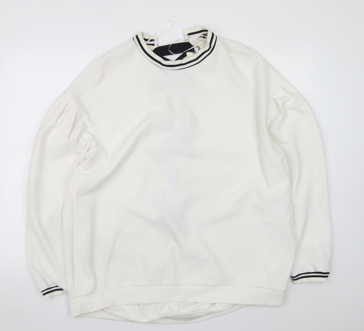Zara Trafaluc Women’s White Lace Up Back Sweatshirt Size L