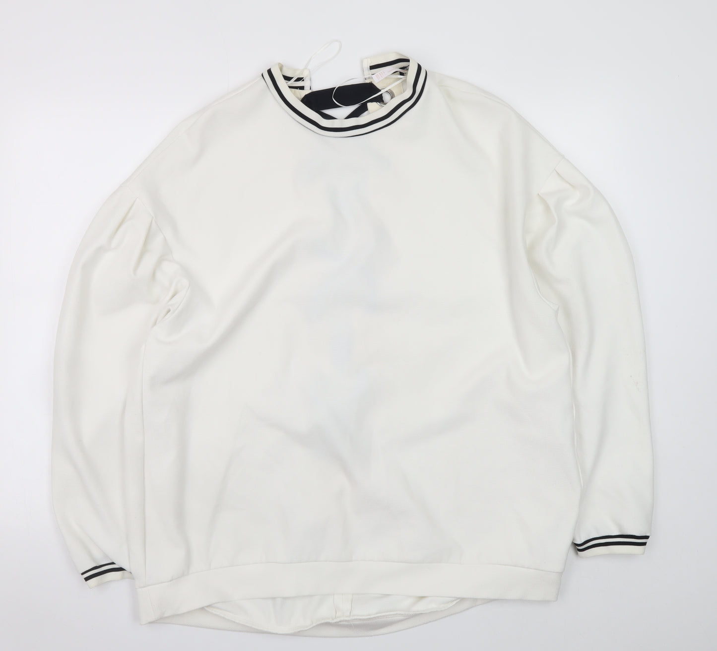 Zara Trafaluc Women’s White Lace Up Back Sweatshirt Size L