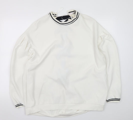 Zara Trafaluc Women’s White Lace Up Back Sweatshirt Size L