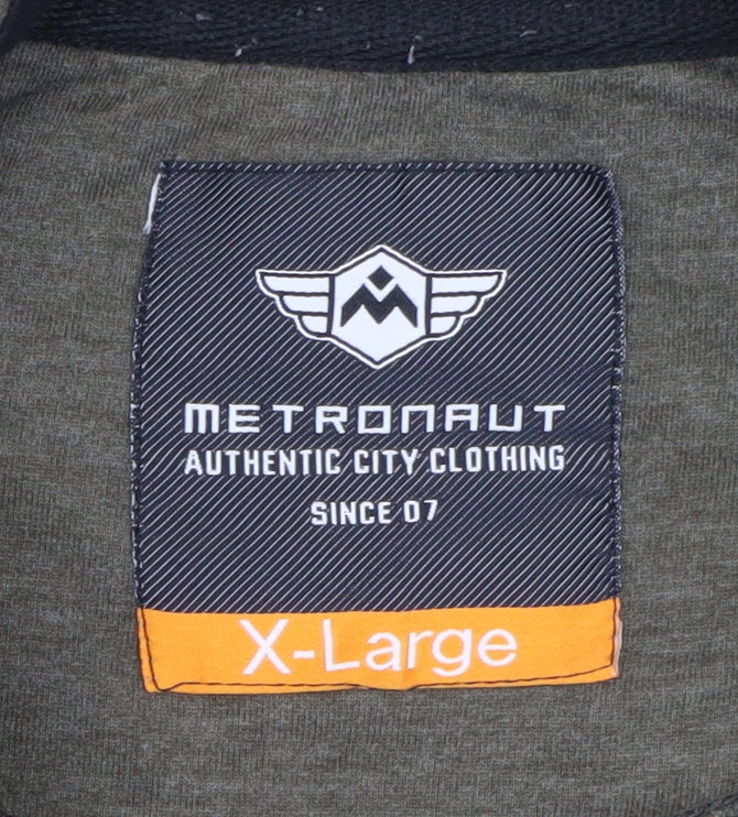 Metronaut Men's Green Full Zip Hoodie XL Regular Fit