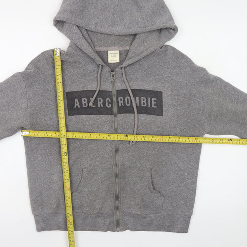 Abercrombie Men Grey Full Zip Hoodie Size M Regular Fit Fleece Sweatshirt