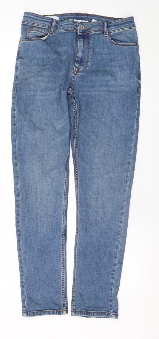 Collusion Women's Blue Straight Leg Jeans Size 14 Regular Fit