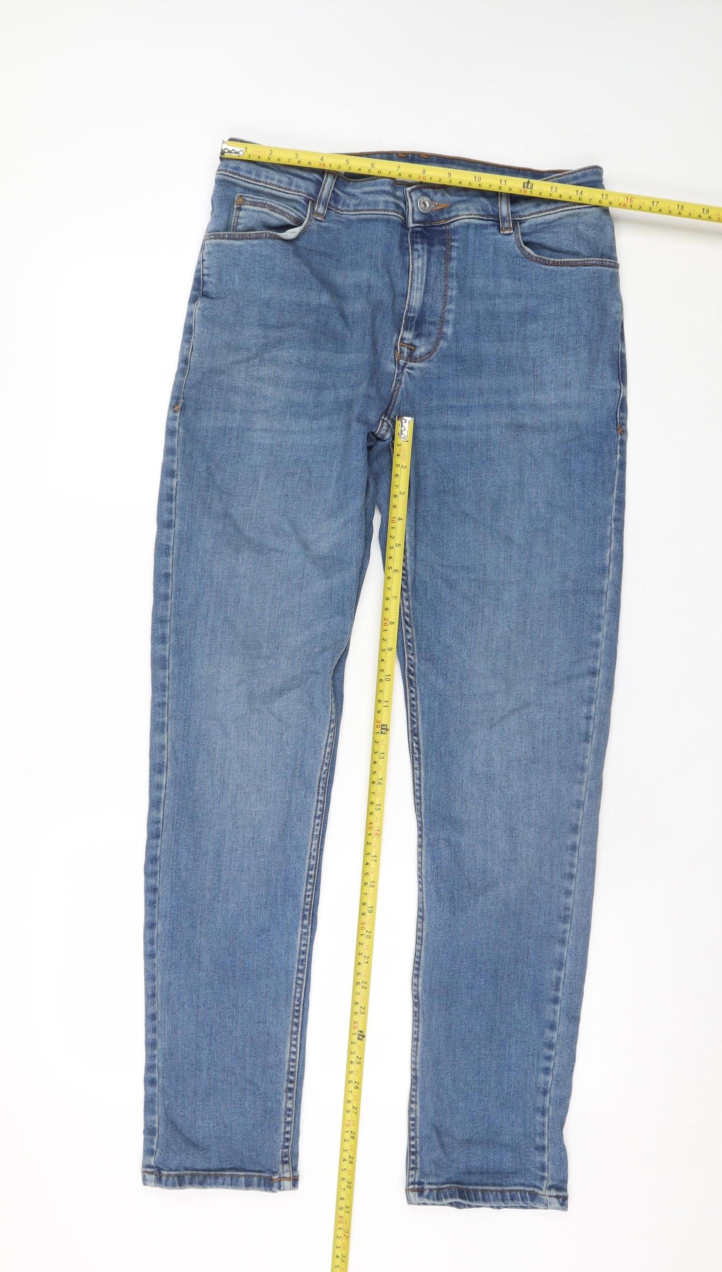 Collusion Women's Blue Straight Leg Jeans Size 14 Regular Fit
