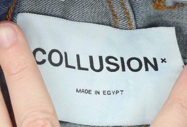 Collusion Women's Blue Straight Leg Jeans Size 14 Regular Fit