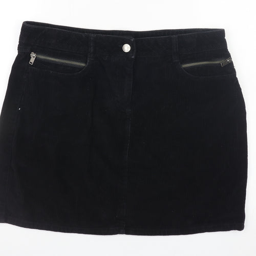 Next Women Black Corduroy Short Pencil Skirt UK 14