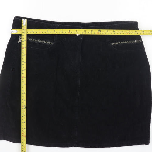 Next Women Black Corduroy Short Pencil Skirt UK 14