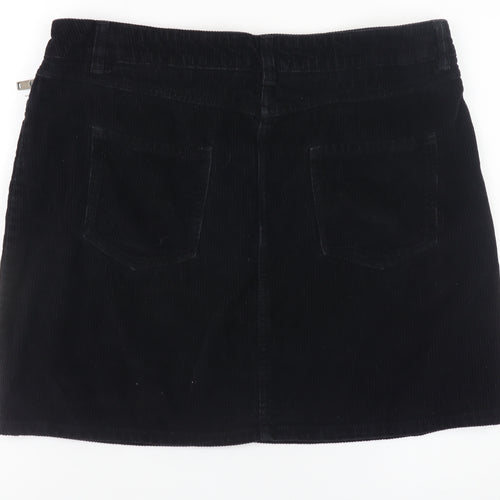Next Women Black Corduroy Short Pencil Skirt UK 14