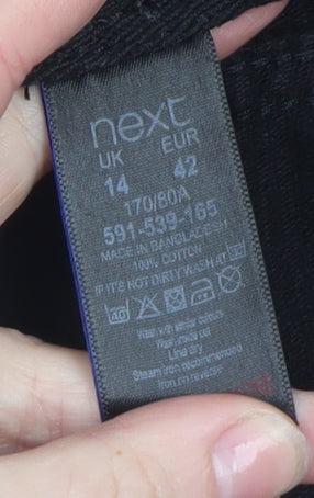 Next Women Black Corduroy Short Pencil Skirt UK 14