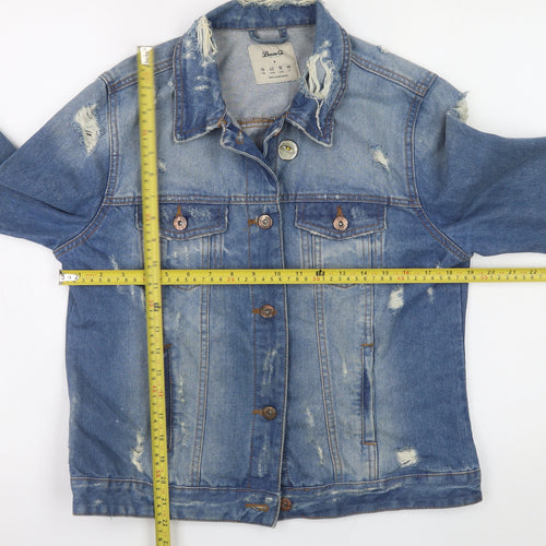 Denim Co. Women's Blue Distressed Denim Jacket Size 14
