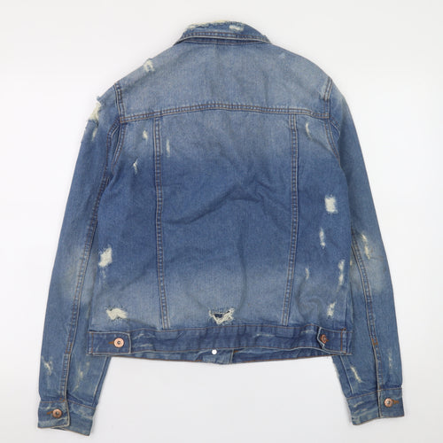 Denim Co. Women's Blue Distressed Denim Jacket Size 14