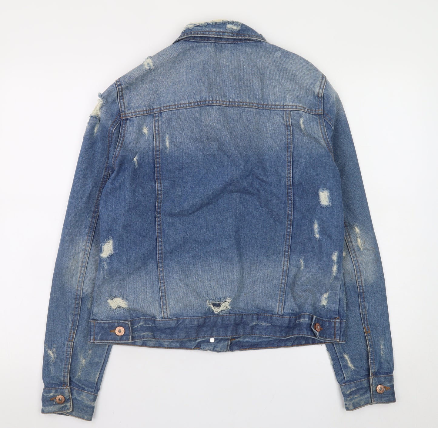Denim Co. Women's Blue Distressed Denim Jacket Size 14