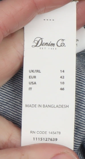 Denim Co. Women's Blue Distressed Denim Jacket Size 14