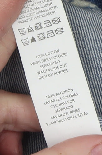 Denim Co. Women's Blue Distressed Denim Jacket Size 14