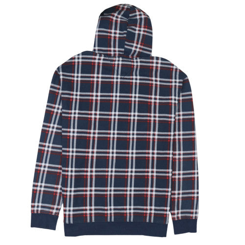 Tommy Jeans Men's Blue Check Pattern Pullover Hoodie Size M