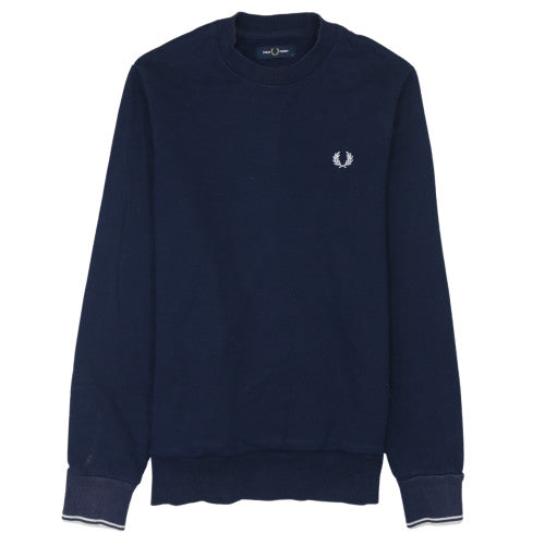 Fred Perry Men's Blue Crew Neck Cotton Sweatshirt Size S