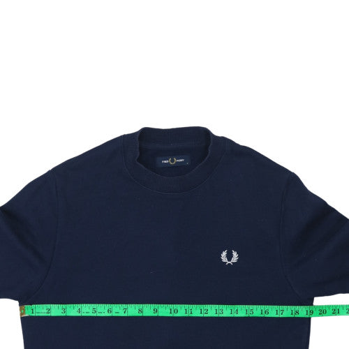 Fred Perry Men's Blue Crew Neck Cotton Sweatshirt Size S