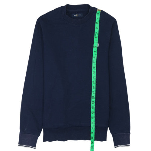 Fred Perry Men's Blue Crew Neck Cotton Sweatshirt Size S