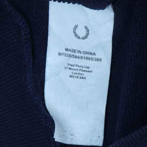 Fred Perry Men's Blue Crew Neck Cotton Sweatshirt Size S