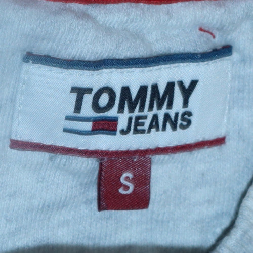 Tommy Jeans Womens Grey Sweatshirt S Crew Neck Pullover Casual 85 Logo