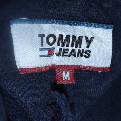 Tommy Jeans Men’s Blue Pullover Hoodie M Logo Striped Fleece