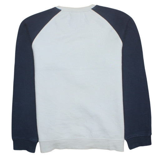 Adidas Men's Beige Navy Logo Crew Neck Sweatshirt Size L