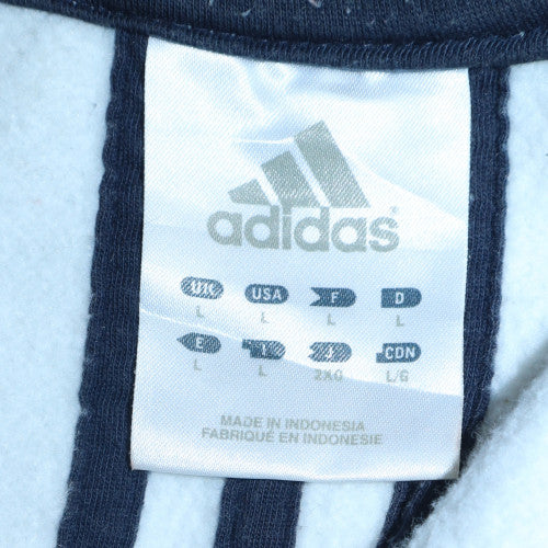 Adidas Men's Beige Navy Logo Crew Neck Sweatshirt Size L