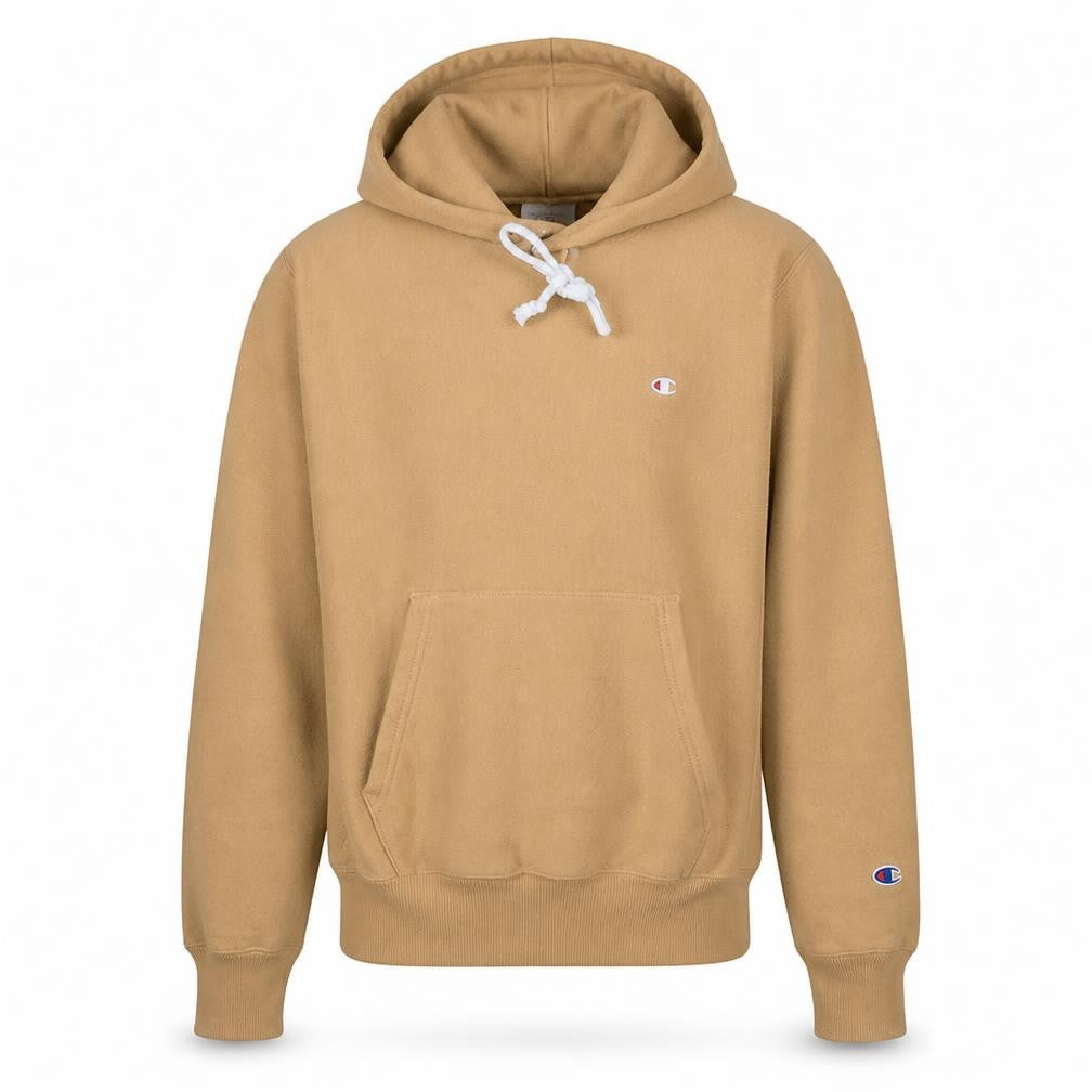 Front view of Champion Men's Beige Reverse Weave Pullover Hoodie XS