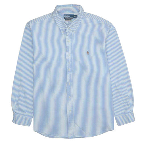 Ralph Lauren Men’s Blue Striped Button-Down Cotton Shirt 2XL Classic Fit