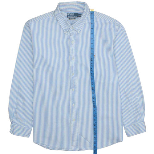 Ralph Lauren Men’s Blue Striped Button-Down Cotton Shirt 2XL Classic Fit