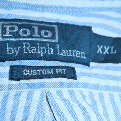 Ralph Lauren Men’s Blue Striped Button-Down Cotton Shirt 2XL Classic Fit