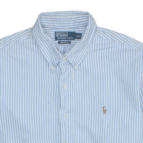 Ralph Lauren Men’s Blue Striped Button-Down Cotton Shirt 2XL Classic Fit