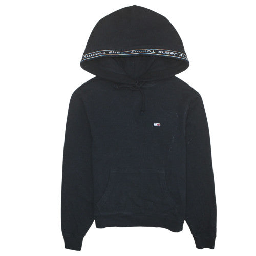 Tommy Jeans Womens Black XS Pullover Hoodie Cotton Logo Casual