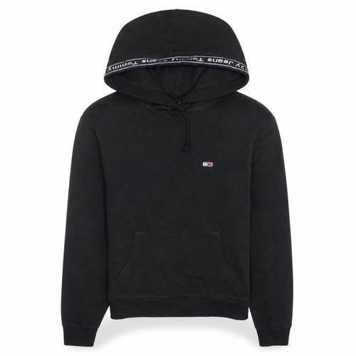 Tommy Jeans Womens Black XS Pullover Hoodie Cotton Logo Casual