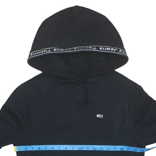 Tommy Jeans Womens Black XS Pullover Hoodie Cotton Logo Casual