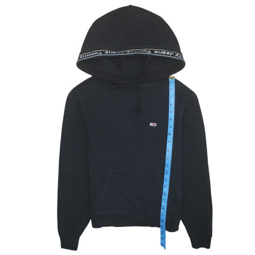 Tommy Jeans Womens Black XS Pullover Hoodie Cotton Logo Casual